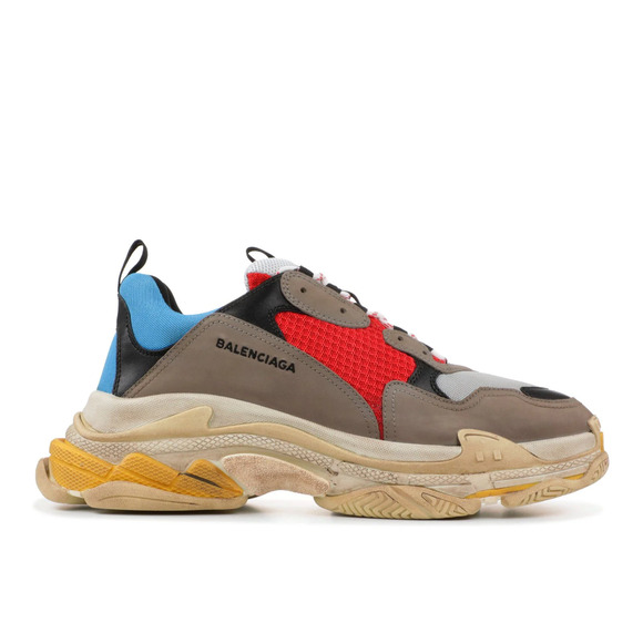 Balenciaga Triple S Sneakers Grey Red Blue 2018 Reissue Flat Platform 45 Mens 12 - Picture 3 of 13